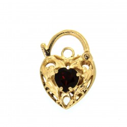 Small Filigree Padlock with a Garnet Y/G